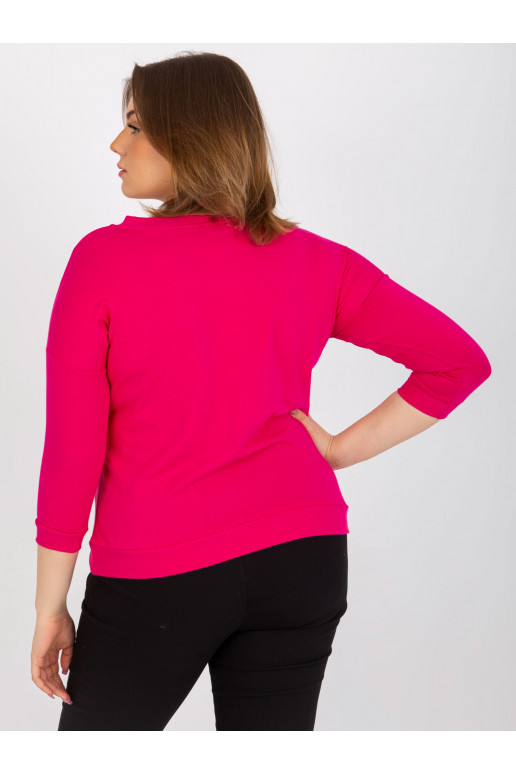 Fuksia pluss suuruses V-kaelusega pluus