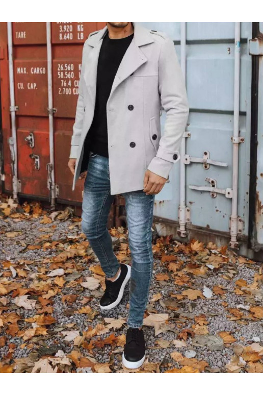 Meeste kaherealine mantel, helehall Meeste kaherealine mantel, helehall