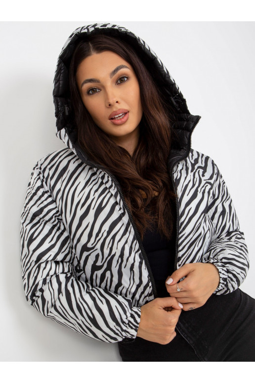 Must kahepoolne sebra tepitud jope Must kahepoolne sebra tepitud jope