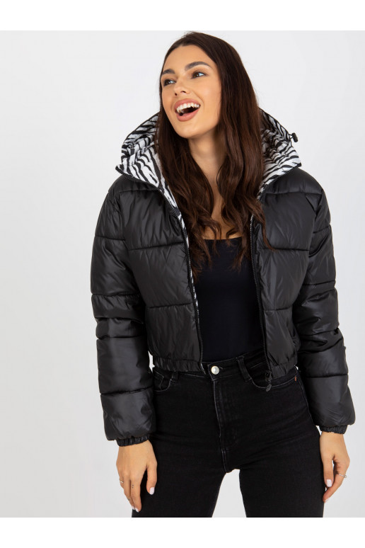 Must kahepoolne sebra tepitud jope Must kahepoolne sebra tepitud jope