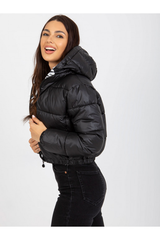 Must kahepoolne sebra tepitud jope Must kahepoolne sebra tepitud jope