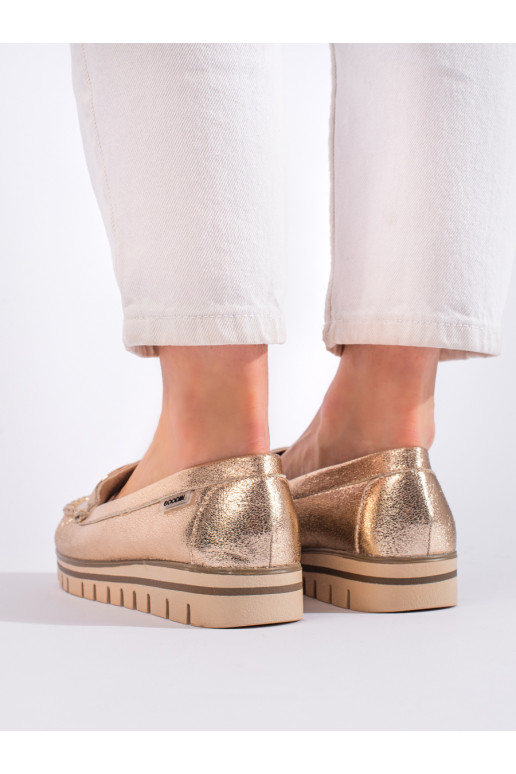 Kuldset värvi naiste mokassiinid platvormiga