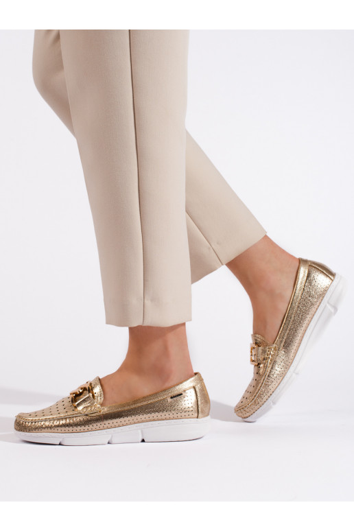 Kuldset värvi naiste mokassiinid 