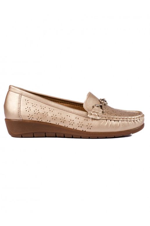 Kuldset värvi naiste mokassiinid Kuldset värvi naiste mokassiinid
