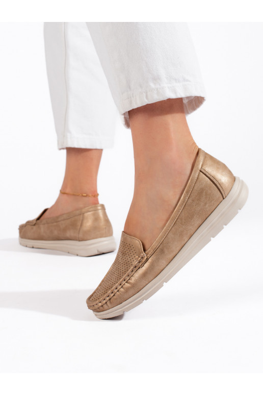 Kuldset värvi naiste mokassiinid Kuldset värvi naiste mokassiinid