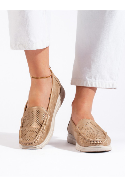 Kuldset värvi naiste mokassiinid Kuldset värvi naiste mokassiinid