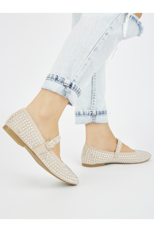 Bezowe  baleriinad z ćwietkami