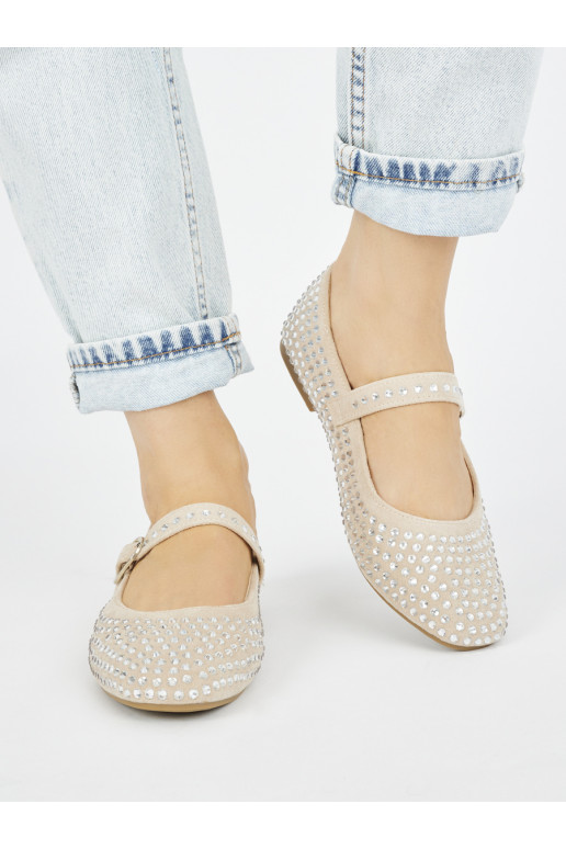 Bezowe  baleriinad z ćwietkami