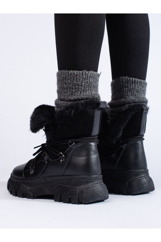 Naiste lumesaapad karusnahaga Mustad