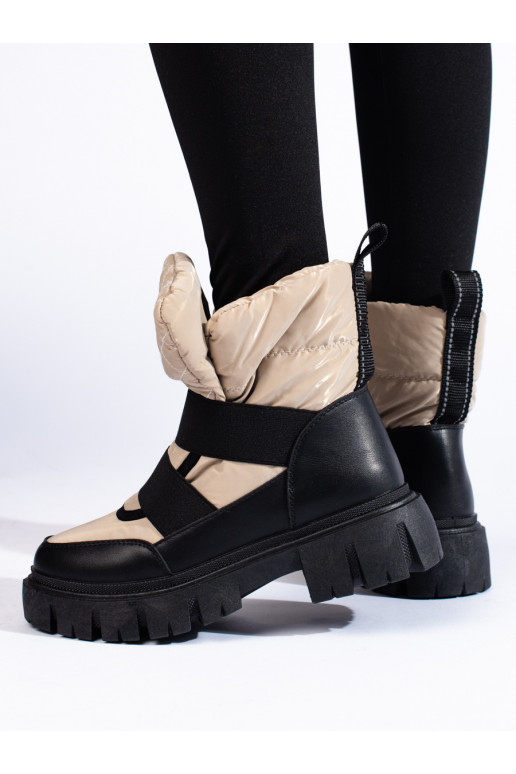 Naiste lumesaapad paksul platvormil beež Mustad