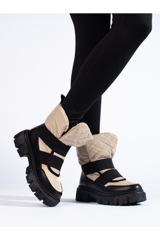 Naiste lumesaapad paksul platvormil beež Mustad