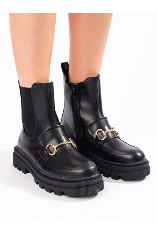 Must lumesaapad  Naiste saapad platvormiga