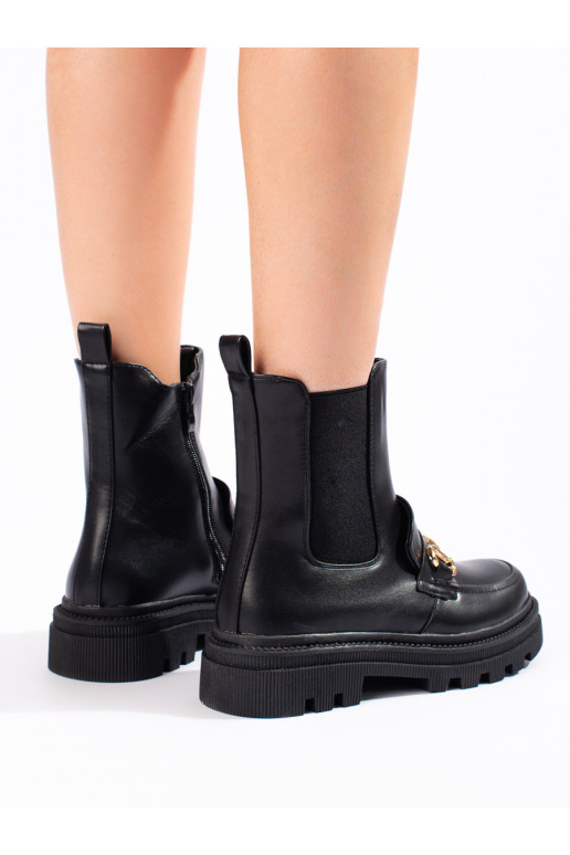 Must lumesaapad  Naiste saapad platvormiga