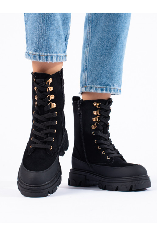 Naiste saapad platvormiga Mustad Potocki