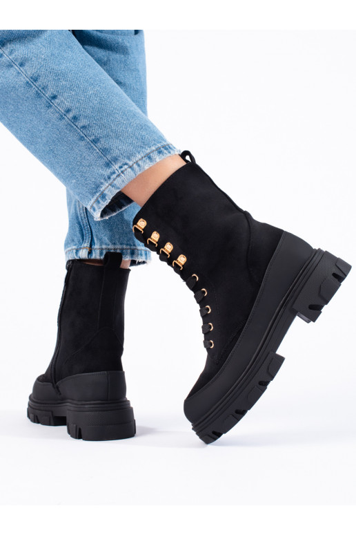 Naiste saapad platvormiga Mustad Potocki