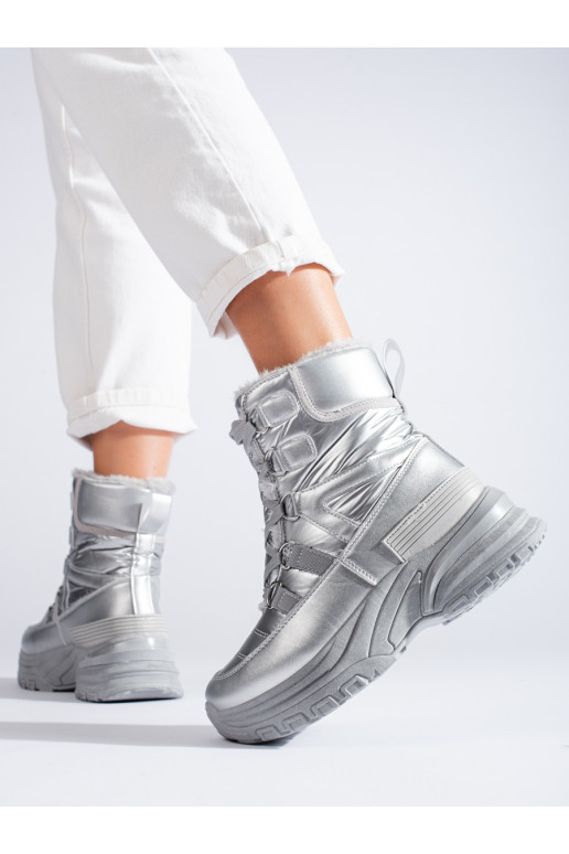 Hõbedat värvi Naiste lumesaapad karusnahaga Potocki Hõbedat värvi Naiste lumesaapad karusnahaga Potocki