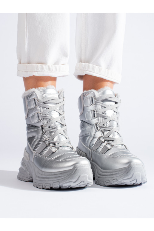 Hõbedat värvi Naiste lumesaapad karusnahaga Potocki Hõbedat värvi Naiste lumesaapad karusnahaga Potocki