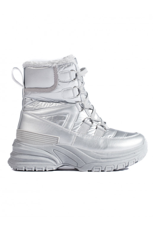 Hõbedat värvi Naiste lumesaapad karusnahaga Potocki Hõbedat värvi Naiste lumesaapad karusnahaga Potocki