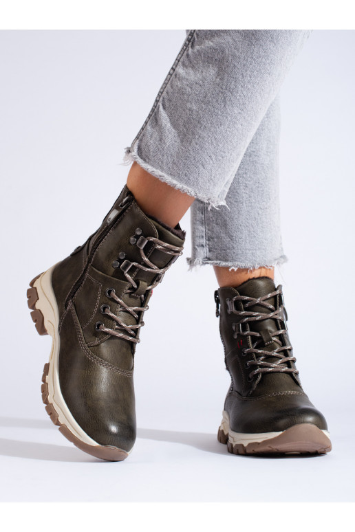 nööritavad lumesaapad dekoratiivse lukuga  khaki nööritavad lumesaapad dekoratiivse lukuga  khaki