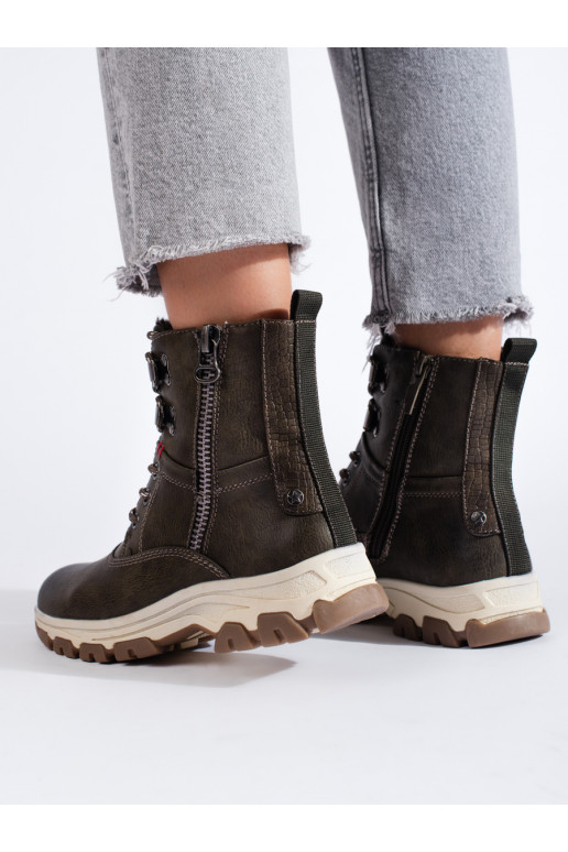 nööritavad lumesaapad dekoratiivse lukuga  khaki nööritavad lumesaapad dekoratiivse lukuga  khaki