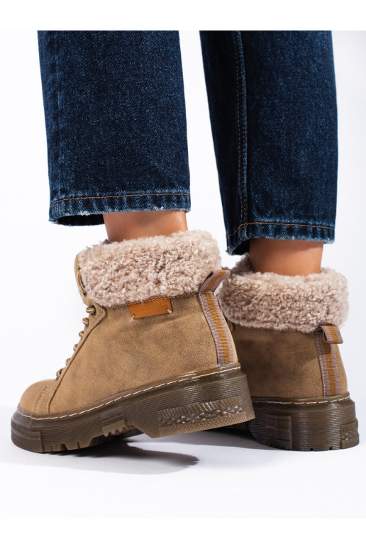 pruunid värvi naiste kingad karusnahaga