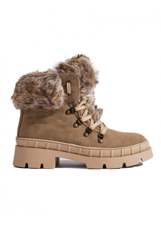 jalanõud  karusnahaga pruunid värvi