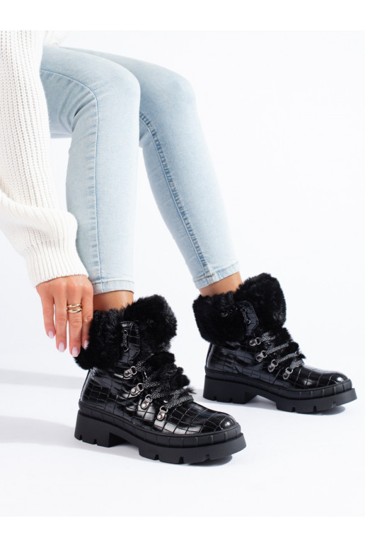 jalanõud  karusnahaga Mustad