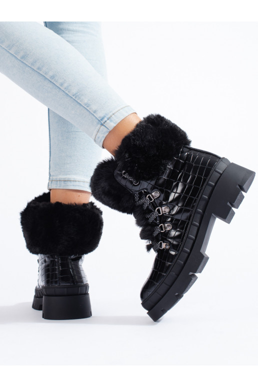 jalanõud  karusnahaga Mustad