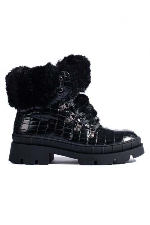 jalanõud  karusnahaga Mustad