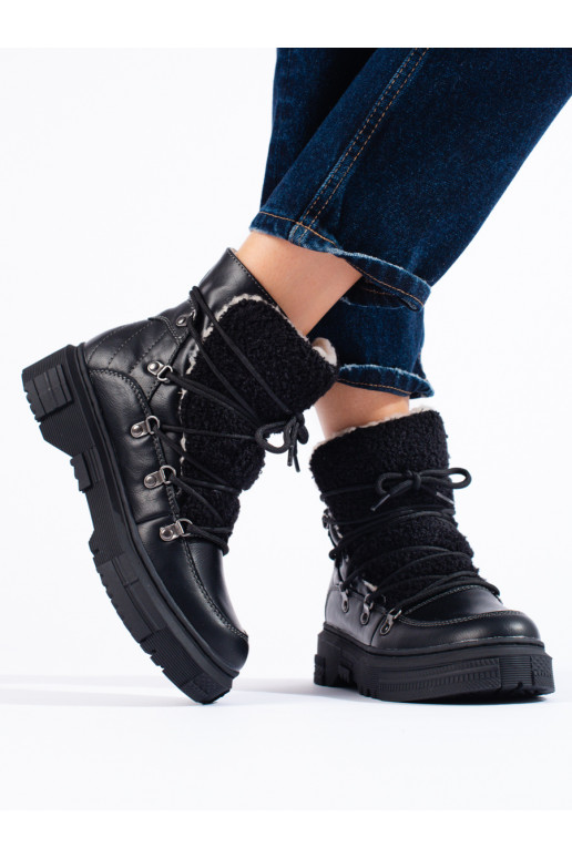 Must Naiste lumesaapad karusnahaga