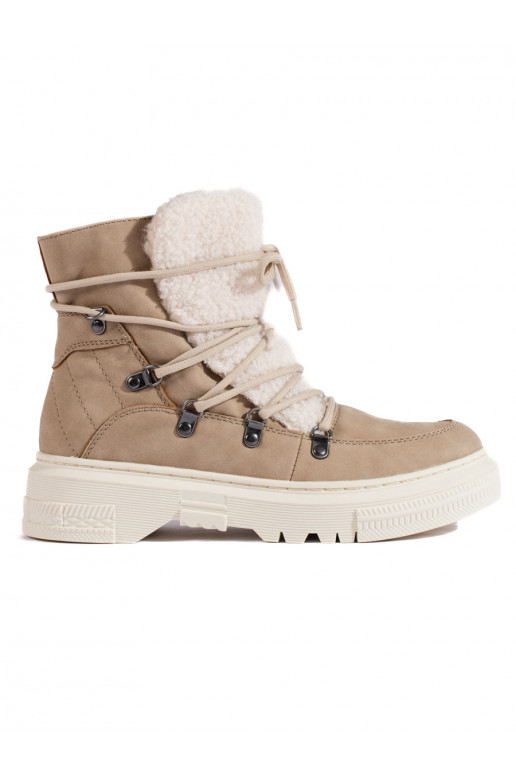 beeži värvi Naiste lumesaapad karusnahaga