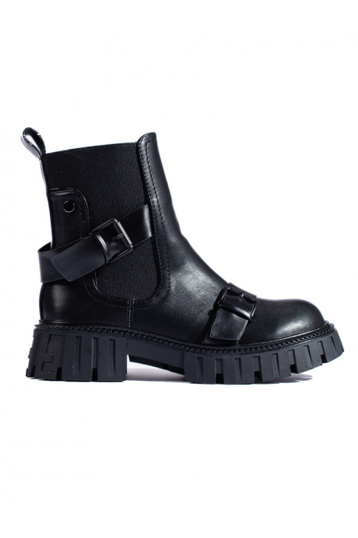 Naiste saapad platvormiga Mustad Naiste saapad platvormiga Mustad