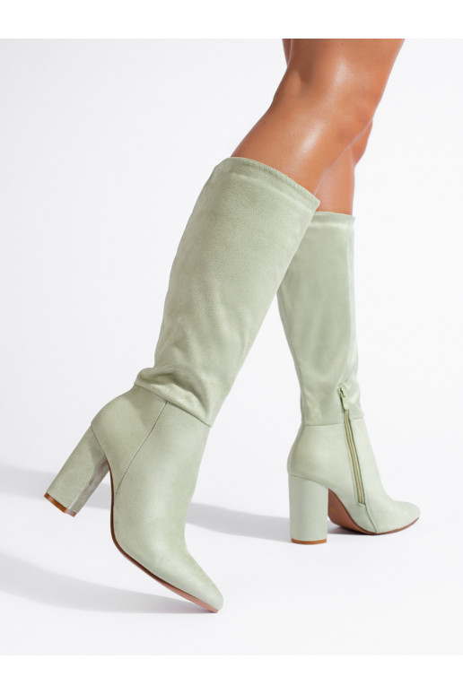 Naiste pika säärega saapad öko seemisnahast roheline