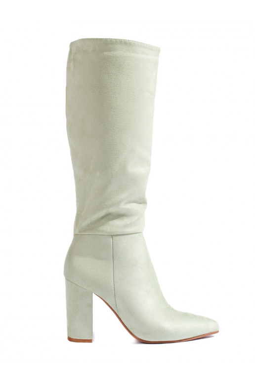 Naiste pika säärega saapad öko seemisnahast roheline