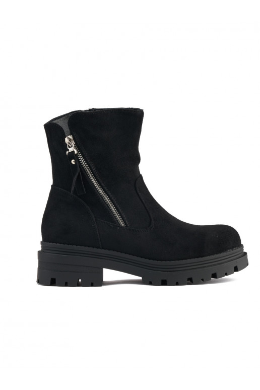 Must naiste saapad z ozdobnym zamkiem