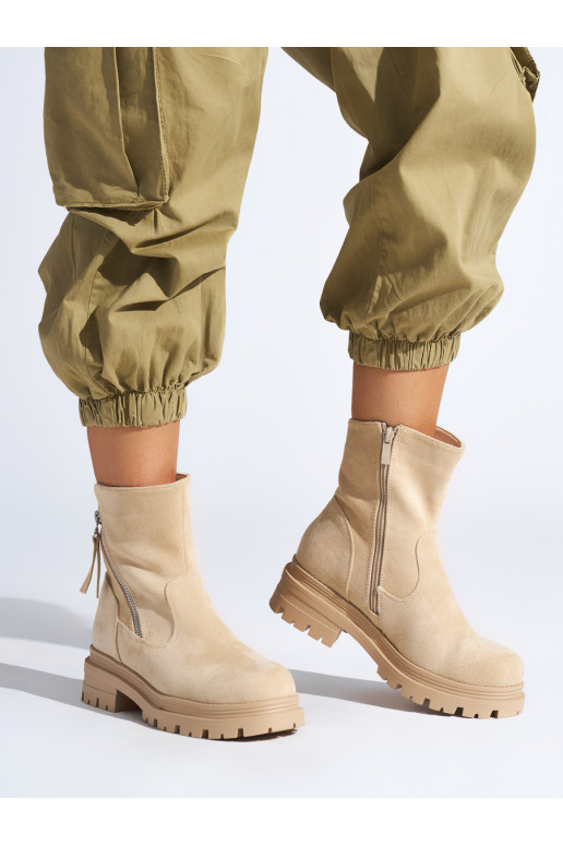 pruunid värvi naiste saapad z ozdobnym zamkiem