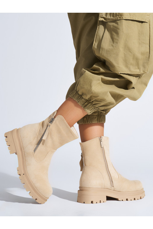 pruunid värvi naiste saapad z ozdobnym zamkiem