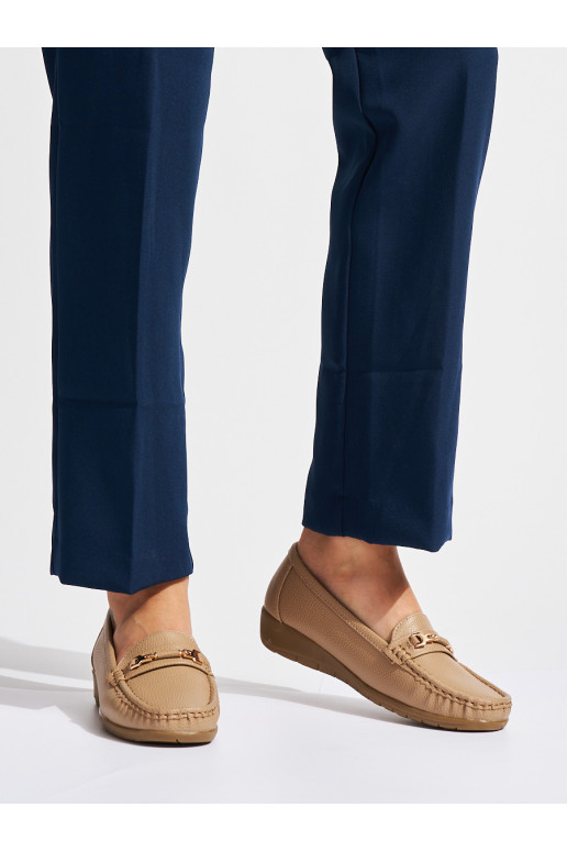 beeži värvi naiste mokassiinid ze zdobieniem