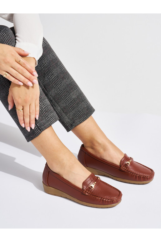 pruunid värvi naiste mokassiinid ze zdobieniem