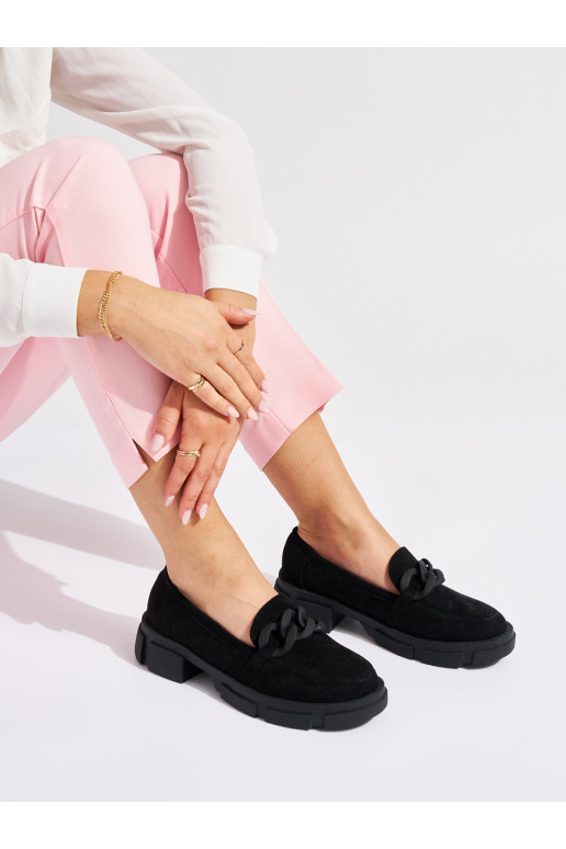 Must  mokassiinid z ozdobnym łańcuchem Must  mokassiinid z ozdobnym łańcuchem