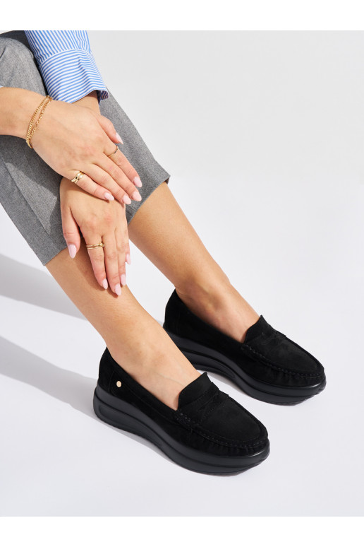 seemisnakhsed Mustad mokassiinid paksul platvormil seemisnakhsed Mustad mokassiinid paksul platvormil