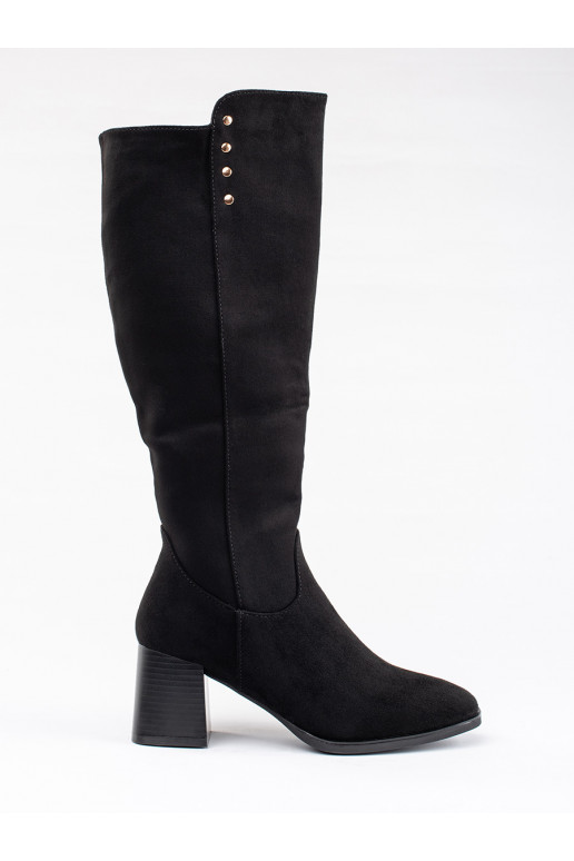 Must  pikad saapad kõrge kontsaga