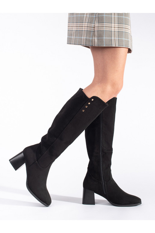 Must  pikad saapad kõrge kontsaga