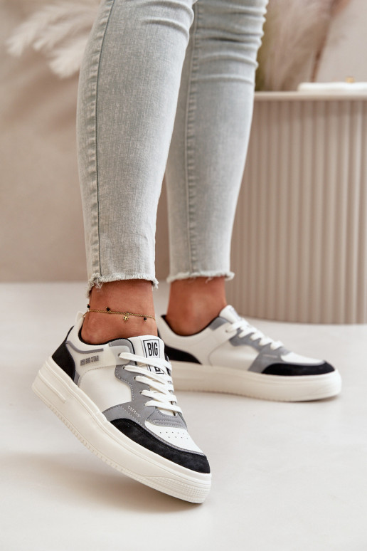 Pealiste madalad Sneakers tüüpi jalanõud eko-nahast Big Star OO274028 Valget-Halli värvi