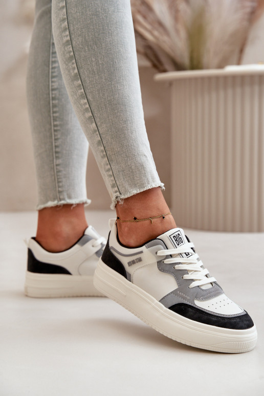Pealiste madalad Sneakers tüüpi jalanõud eko-nahast Big Star OO274028 Valget-Halli värvi