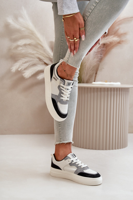 Pealiste madalad Sneakers tüüpi jalanõud eko-nahast Big Star OO274028 Valget-Halli värvi