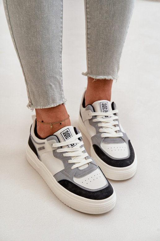 Pealiste madalad Sneakers tüüpi jalanõud eko-nahast Big Star OO274028 Valget-Halli värvi