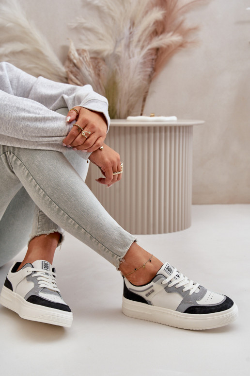 Pealiste madalad Sneakers tüüpi jalanõud eko-nahast Big Star OO274028 Valget-Halli värvi