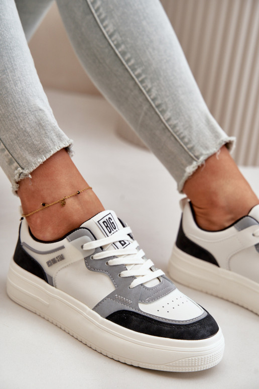 tüüpi jalanõud eko-nahast Big Star OO274028 Valget-Halli värvi   tüüpi jalanõud eko-nahast Big Star OO274028 Valget-Halli värvi