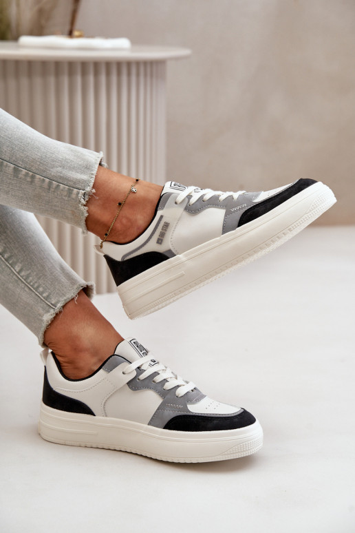 tüüpi jalanõud eko-nahast Big Star OO274028 Valget-Halli värvi   tüüpi jalanõud eko-nahast Big Star OO274028 Valget-Halli värvi